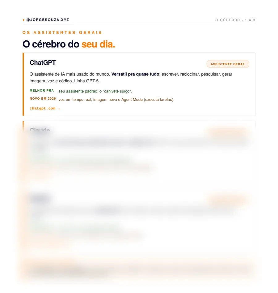 Página de exemplo do PDF As 18 Ferramentas de IA que Eu Uso em 2026