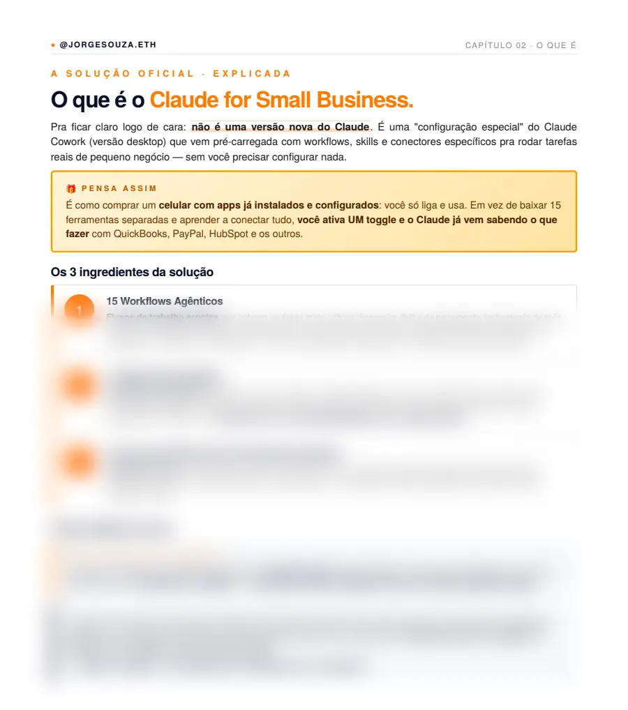 Página de exemplo do PDF Material Gratuito: Claude para Pequenas Empresas