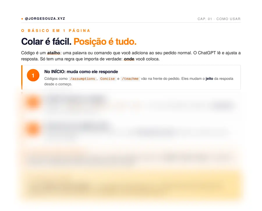Página de exemplo do PDF 20 prompts secretos para o ChatGPT
