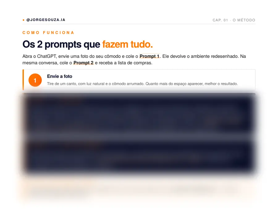 Página de exemplo do PDF Redesign de Interiores com IA — Material Gratuito